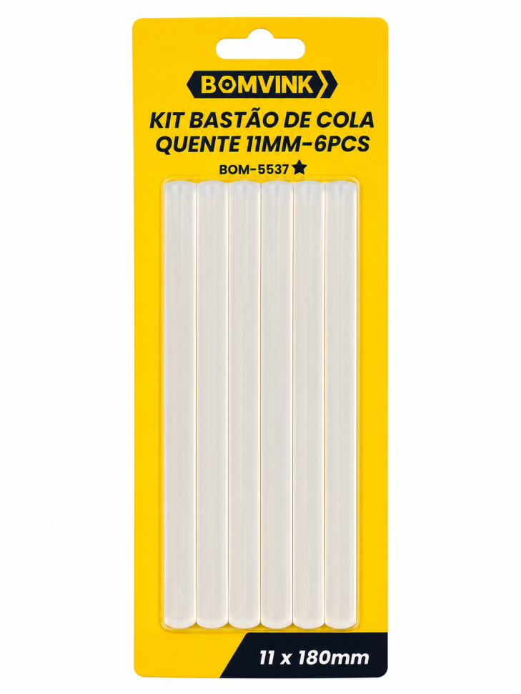 Bastão de Cola Quente - Grossa 11mm - 6un.