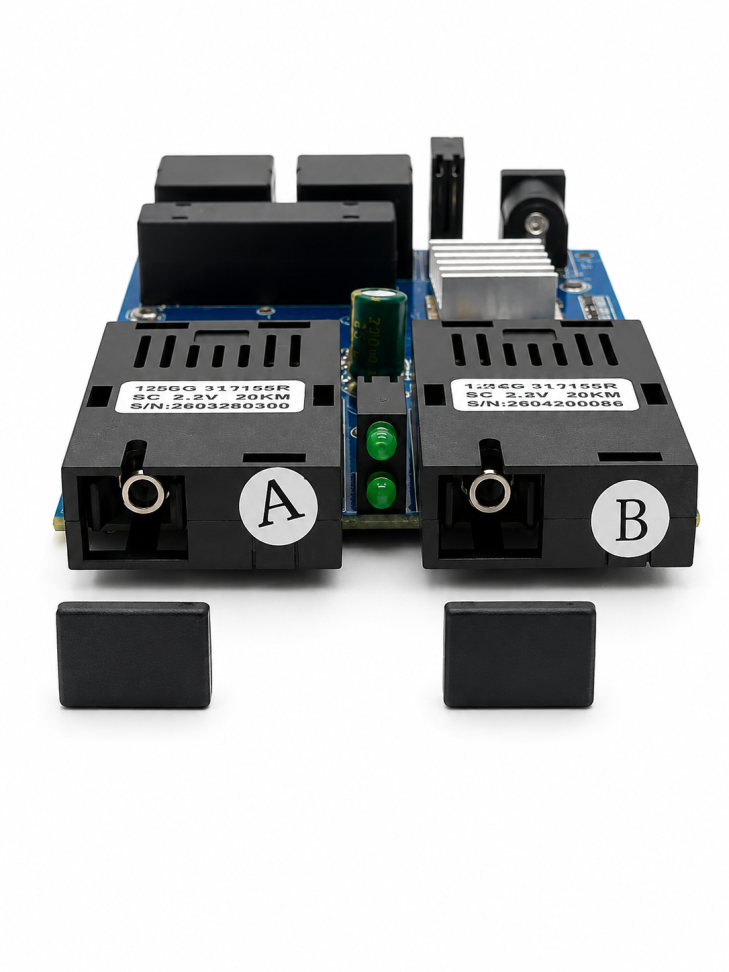 Placa Switch Conversor Fibra / RJ45 Metro - Gigabit 2-SFP / 2-RJ45