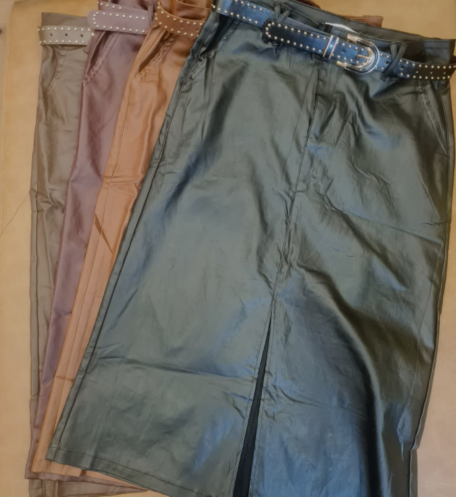 Saia resinada midi, com cinto - #3