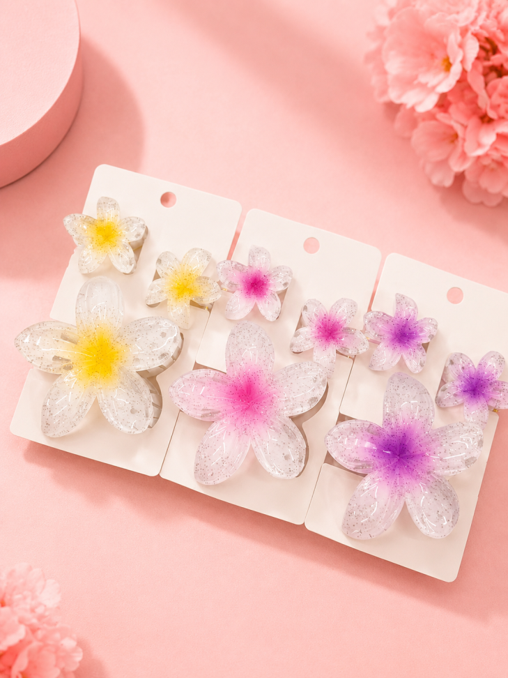 Kit de presilha flor 3 unidades grande e média  ( cores sortidas )