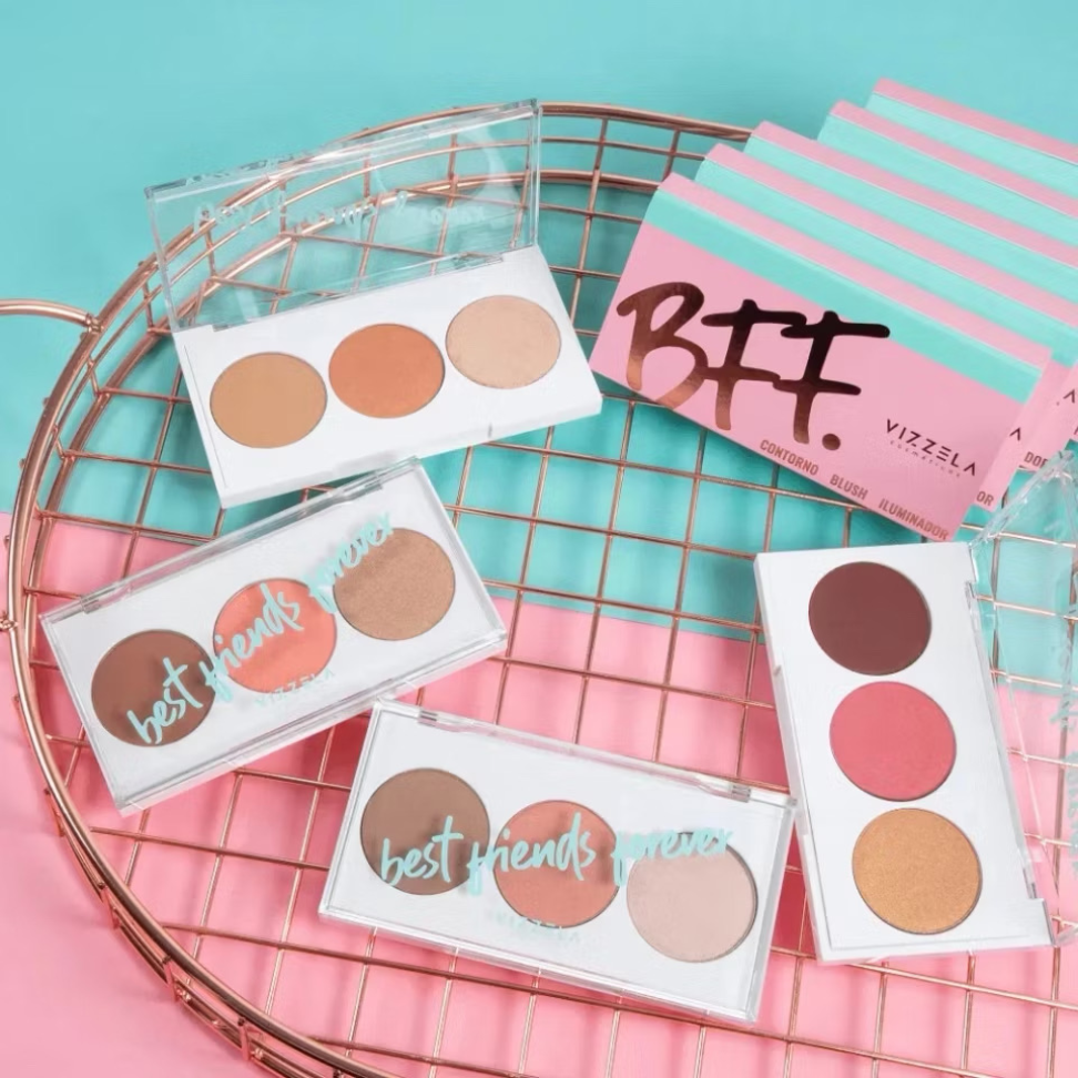 ￼Paleta de trio Contorno, Blush e Iluminador - Vizzela BFF - #3