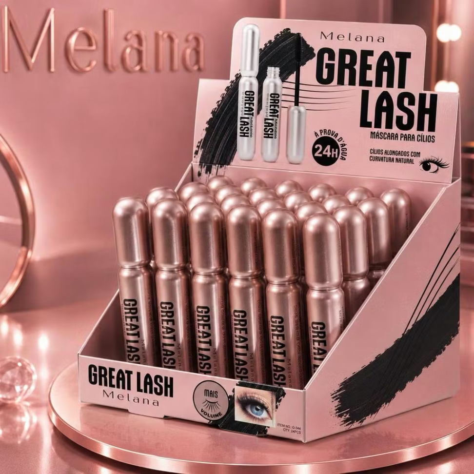 Máscara Para Cílios Great Lash Melana 24H - Cílios Alongados com Efeito Natural e Durabilidade de 24 Horas