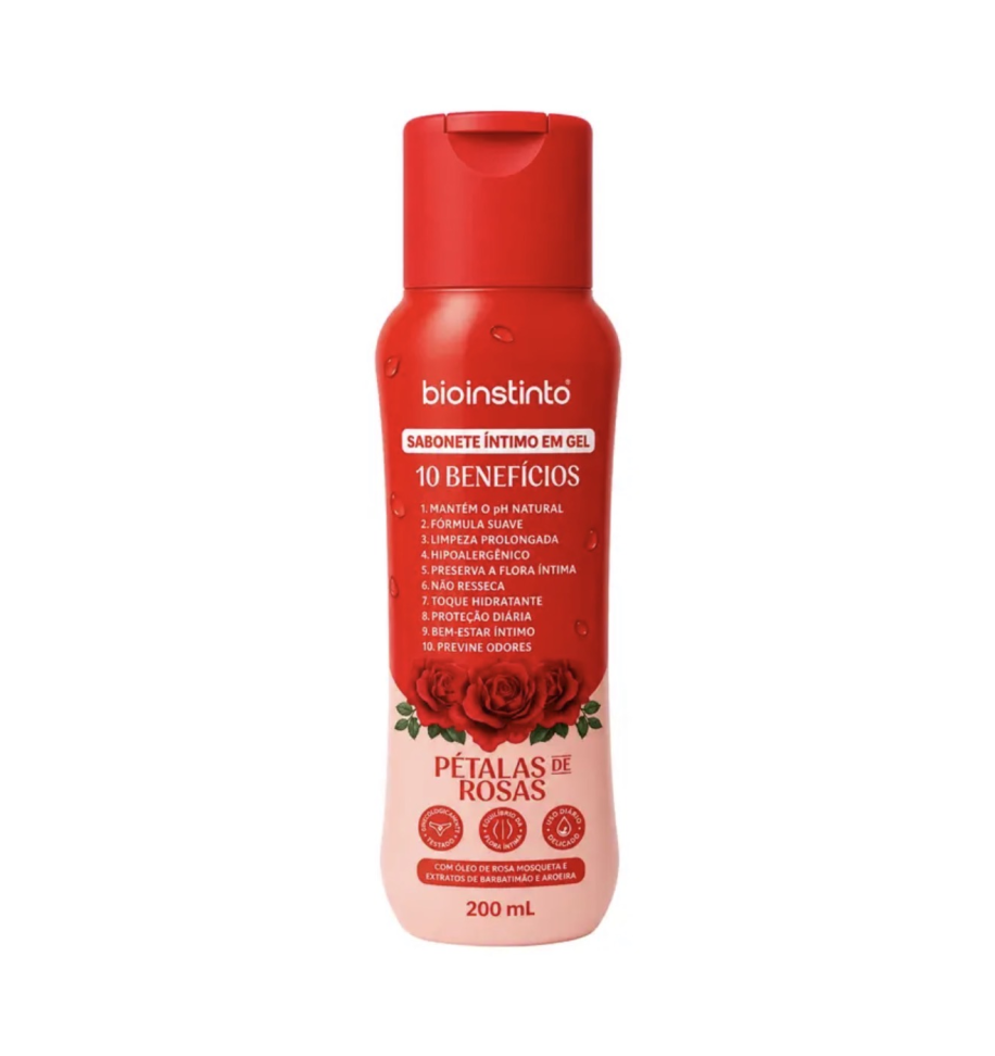 Sabonete Intimo em Gel 10 Benefícios Pétalas de Rosas 200ml