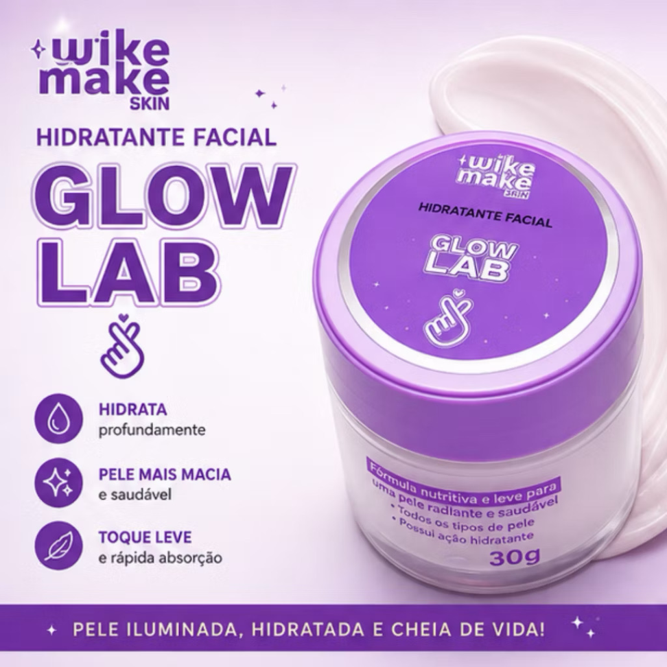 Hidratante Facial Glow Lab Wike Make Skin 30g
