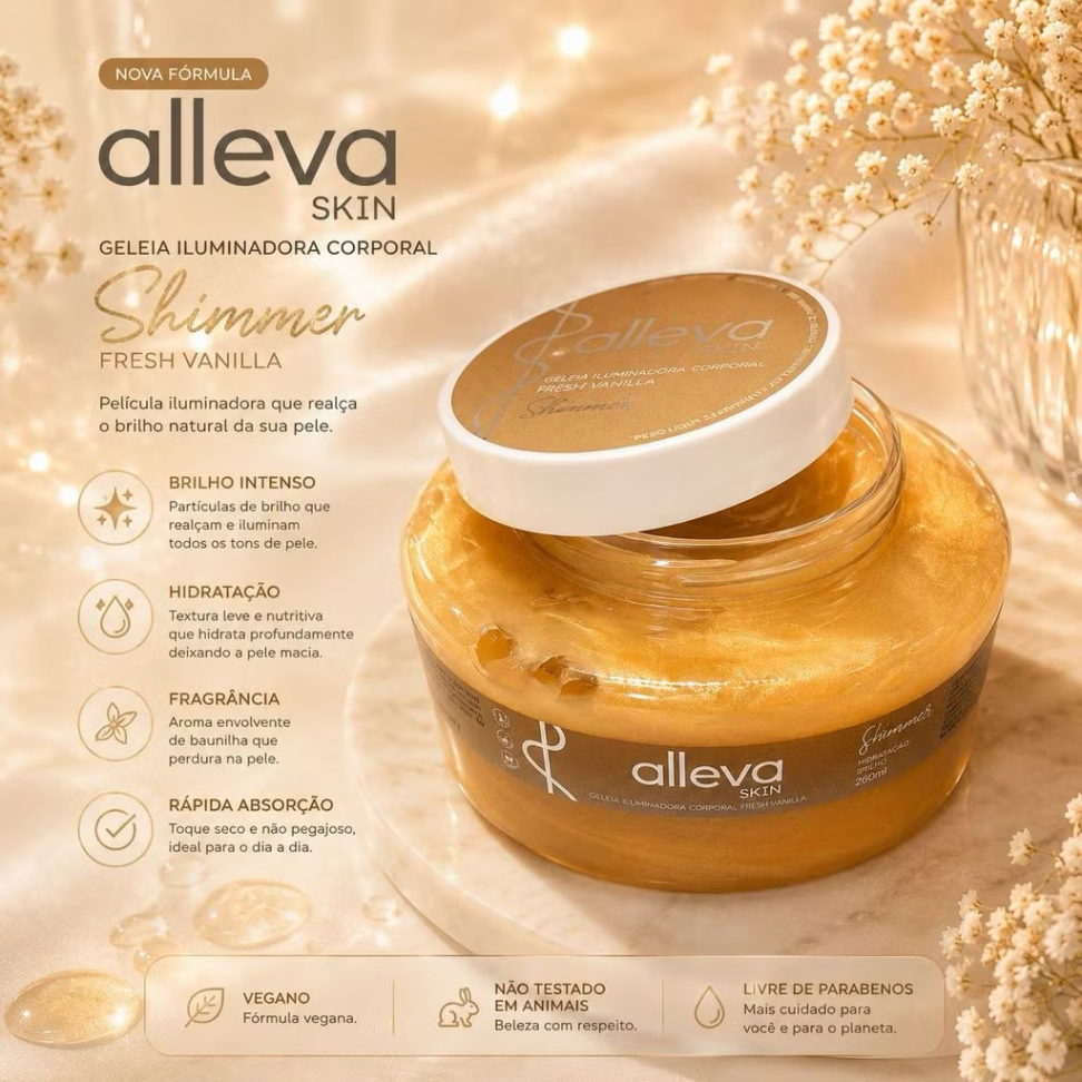 ￼Geleia Iluminadora Corporal Shimmer Fresh Vanilla - Alleva