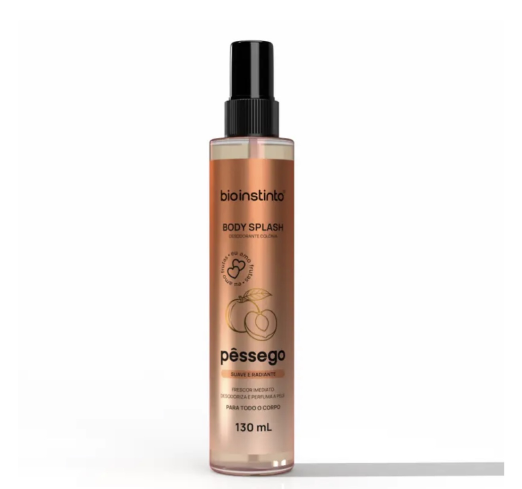 Colônia Body Splash Pêssego Suave e Radiante 130ml - Bio Instinto Cosméticos
