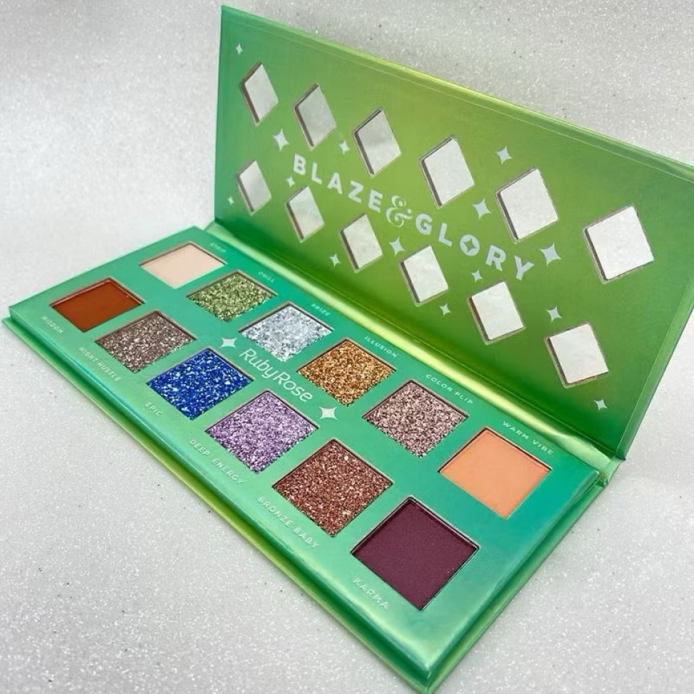 ￼Paleta de Sombras Blaze e Glory Ruby Rose Alta Pigmentação Cores Matte e Cintilantes Maquiagem