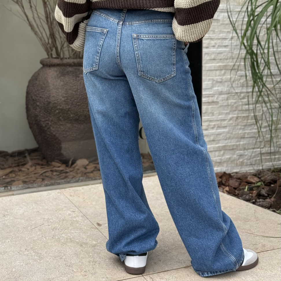 Calça Jeans Wide Leg Bolso Faca - #4
