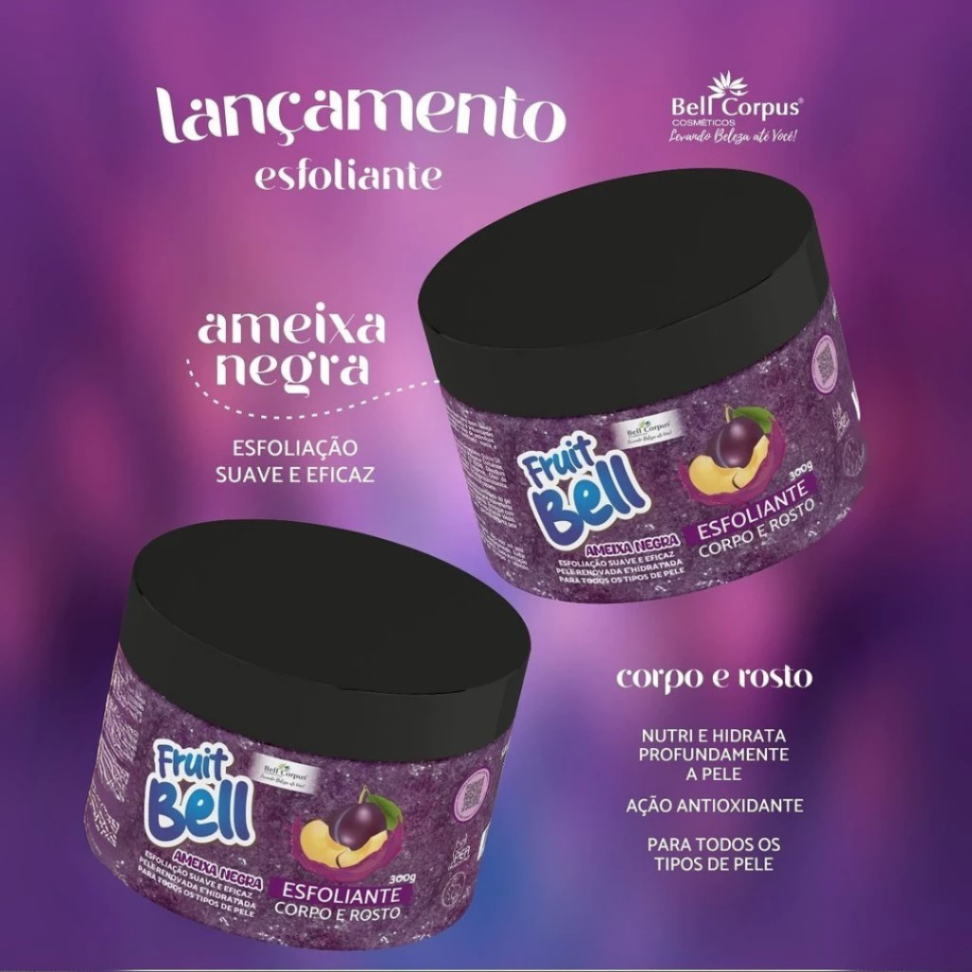 Esfoliante Corpo e Rosto Bell Corpus Fruit Bell Eficácia na Skin Care 300g