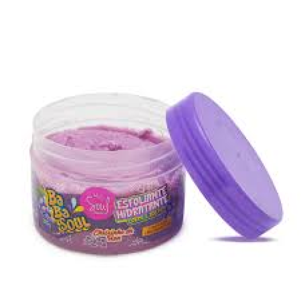 Esfoliante hidratante Corporal e Facial Babasoul Creme Pote 250g Fragrância Uva