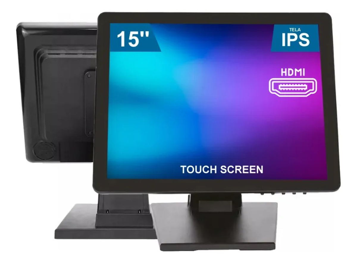 Monitor Touch Screen 15'' IPS Aitek Sigma Resolução 1024x768 HDMI Preto