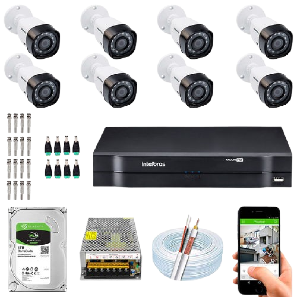 KIT  8 CAMERAS INTELBRAS FULL HD