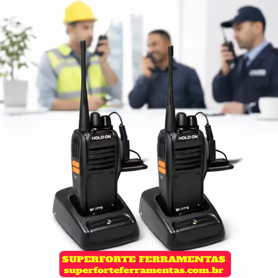 1 PAR DE RÁDIO COMUNICADOR WALKIE TALKIE BAOFENG 5-10 KM (CAMPO ABERTO)