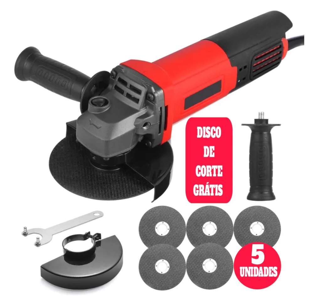 ESMERILHADEIRA ELÉTRICA SUPERFORTE 4.1/2 POLEGADAS 110V 900W DE POTÊNCIA.
