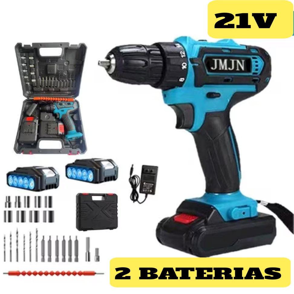 FURADEIRA/PARAFUSADEIRA 21V 2 BATERIAS + 24 ACESSÓRIOS+MALETA PLÁSTICA.