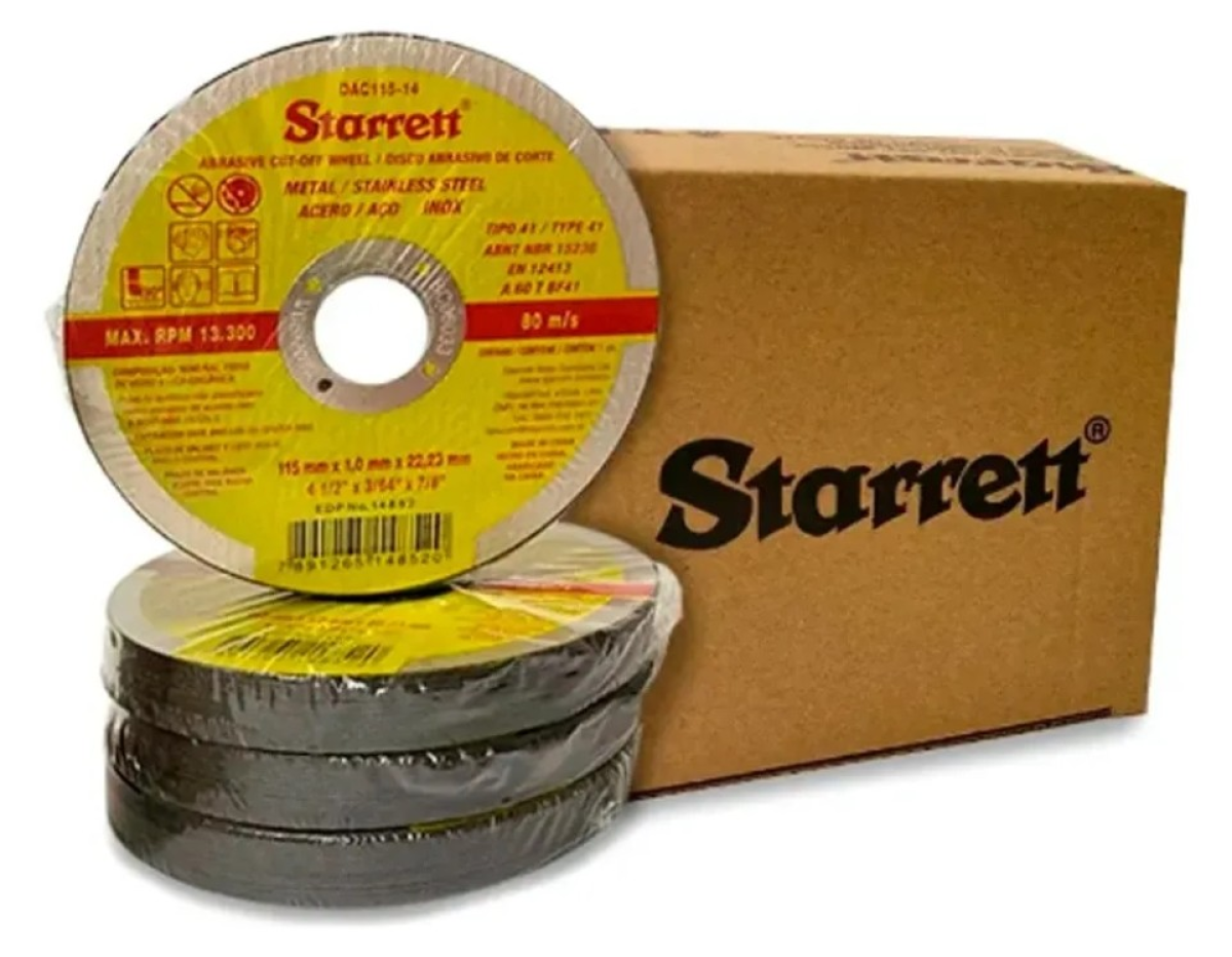 DISCO DE CORTE STARRET 4.1/2" X 1,0 MM. PACOTE COM 48 UNIDADES.