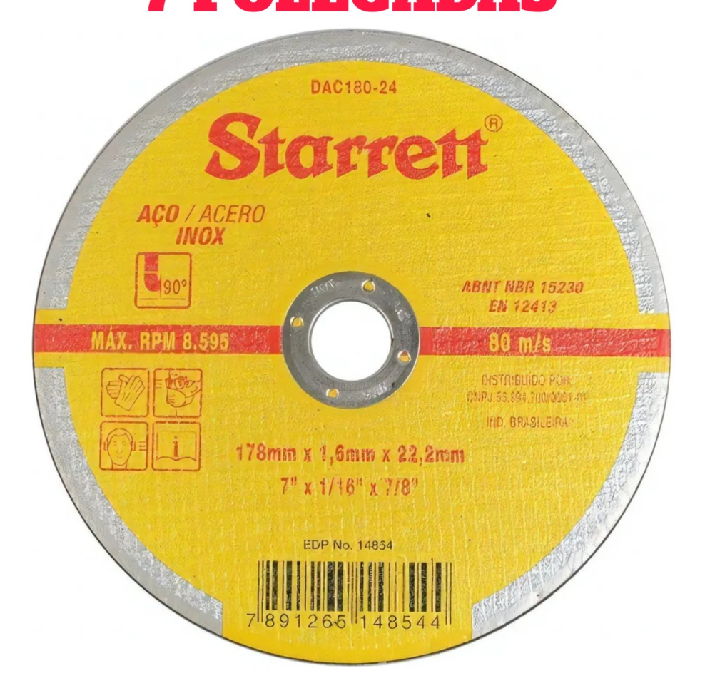 DISCO DE CORTE STARRET 7" X 1,6. UNIDADE