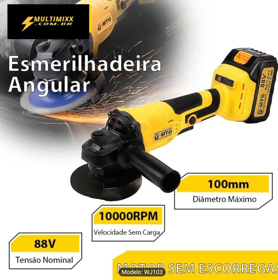 ESMERILHADEIRA A BATERIA 88 VOLTS 4.1/2 POLEGADAS COM MALETA E 2 BATERIAS. - #3
