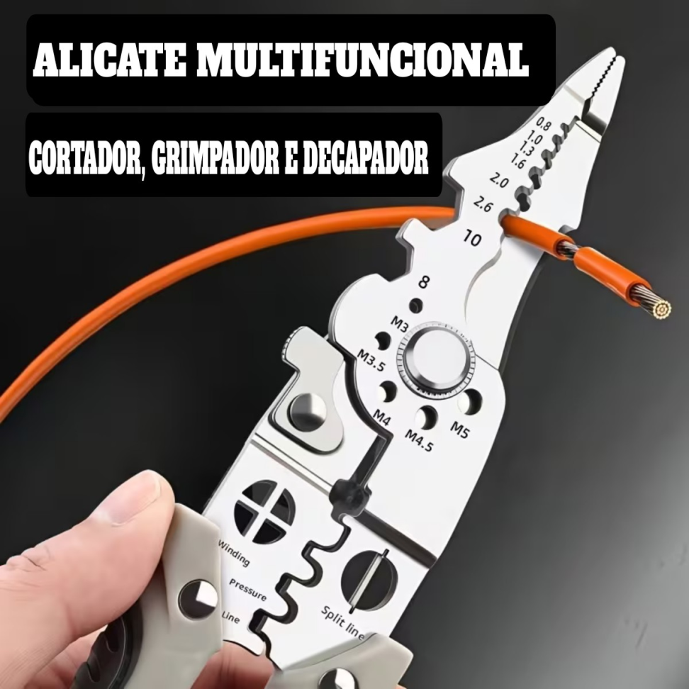 ALICATE MULTIFUNCIONAL SUPERFORTE, CORTA, DESCASCA E GRIMPA.