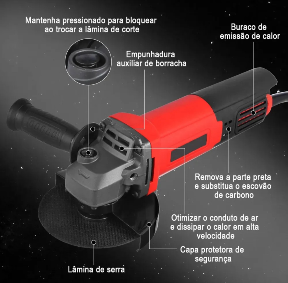 ESMERILHADEIRA ELÉTRICA SUPERFORTE 4.1/2 POLEGADAS 110V 900W DE POTÊNCIA. - #3