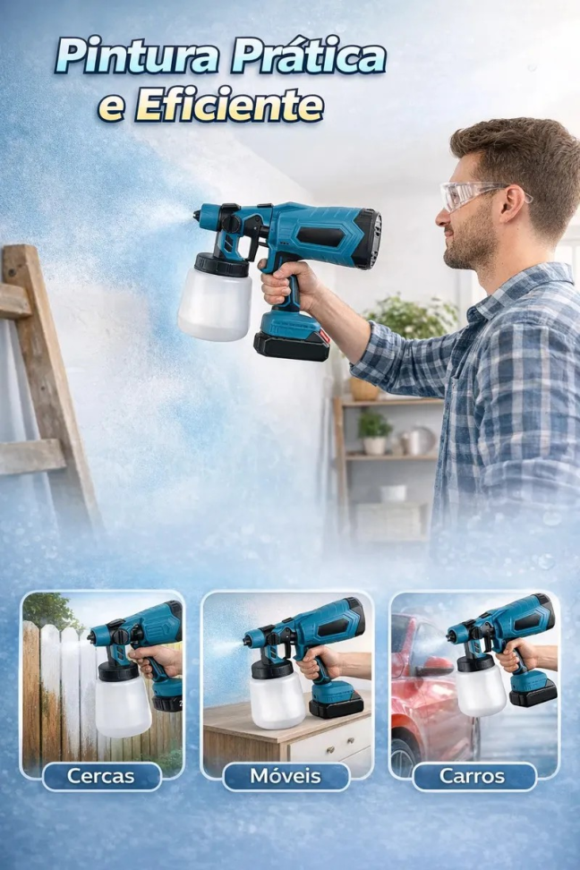 PISTOLA PULVERIZADORA PARA PINTURA COM 2 BATERIAS 21V . - #5
