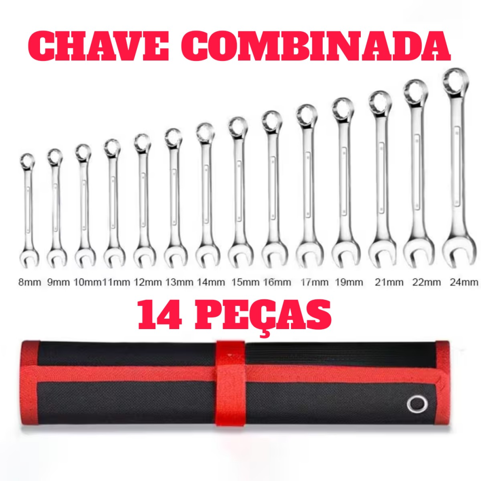 JOGO DE CHAVE COMBINADA  MULTIMIXX 8-24MM 14 PEÇAS.