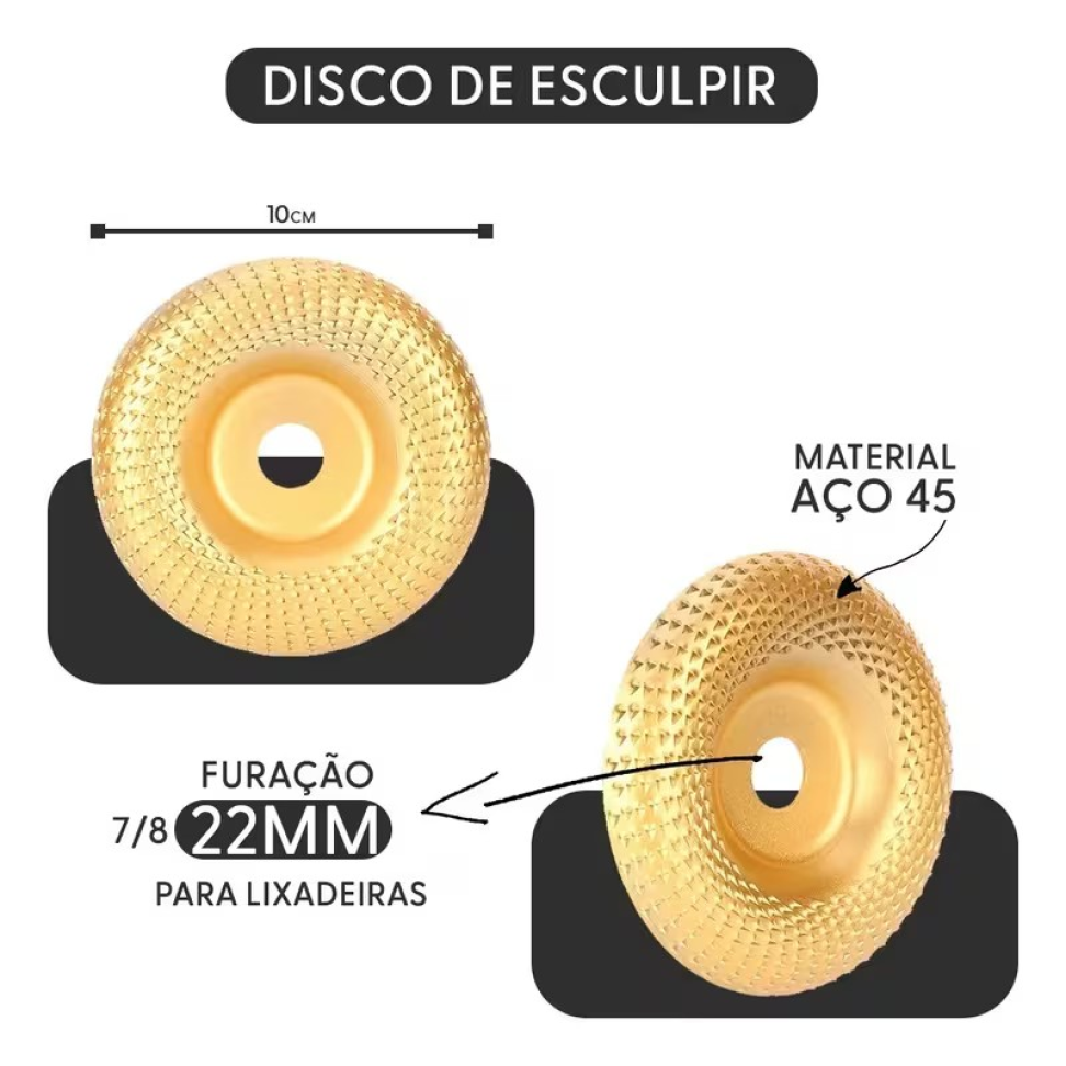 DISCO DESBASTE E ESMERILHAMENTO EM MADEIRA 4 POLEGADAS DE DIÂMETRO. - #5