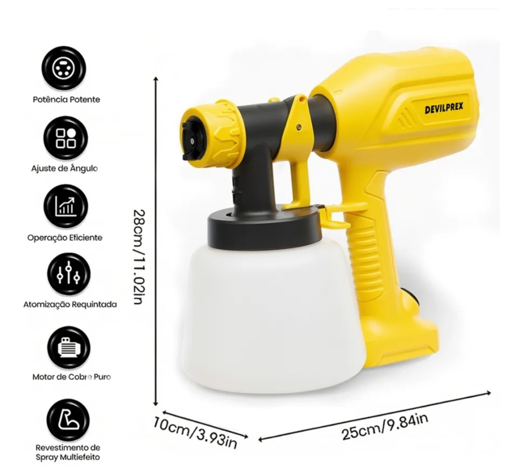 PISTOLA PULVERIZADORA DE PINTURA ELETRICA BOMVINK 800ML 110V