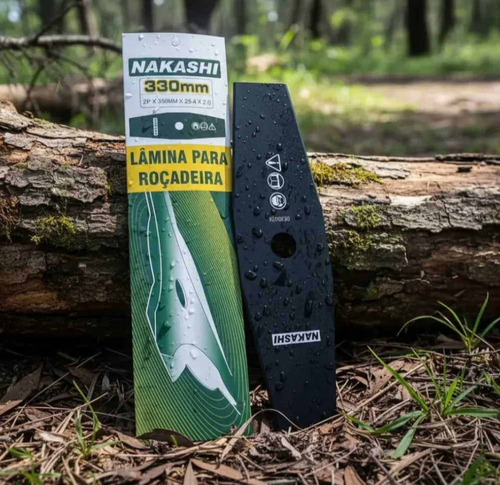 LÂMINA PARA ROÇADEIRA NAKASHI 2 PONTAS 33 CM FURO DE 2,5 CM.
