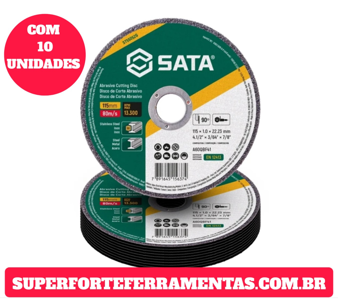 DISCO DE CORTE SATA 4.1/2X1,0 MM. PACOTE C/10 UNIDADES.