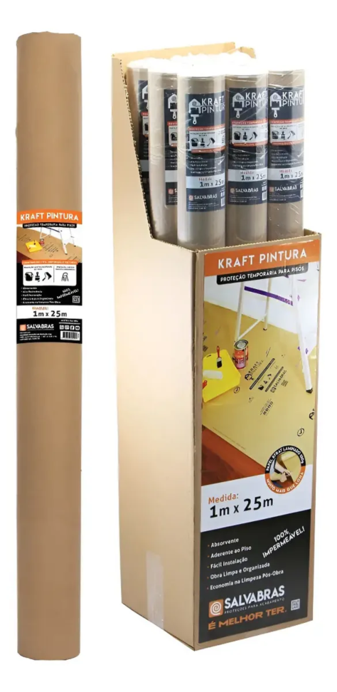 Papel Kraft Pintura 1x25m Mascaramento Impermeavel Salvabras Marrom (kraft)