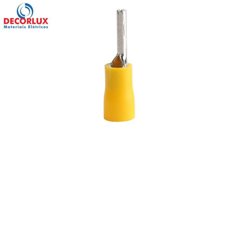 TERMINAL PINO PRÉ ISOLADO 25,5MM 4,6-6,0MM 48A AMARELO PACOTE COM 100 PEÇAS DECORLUX