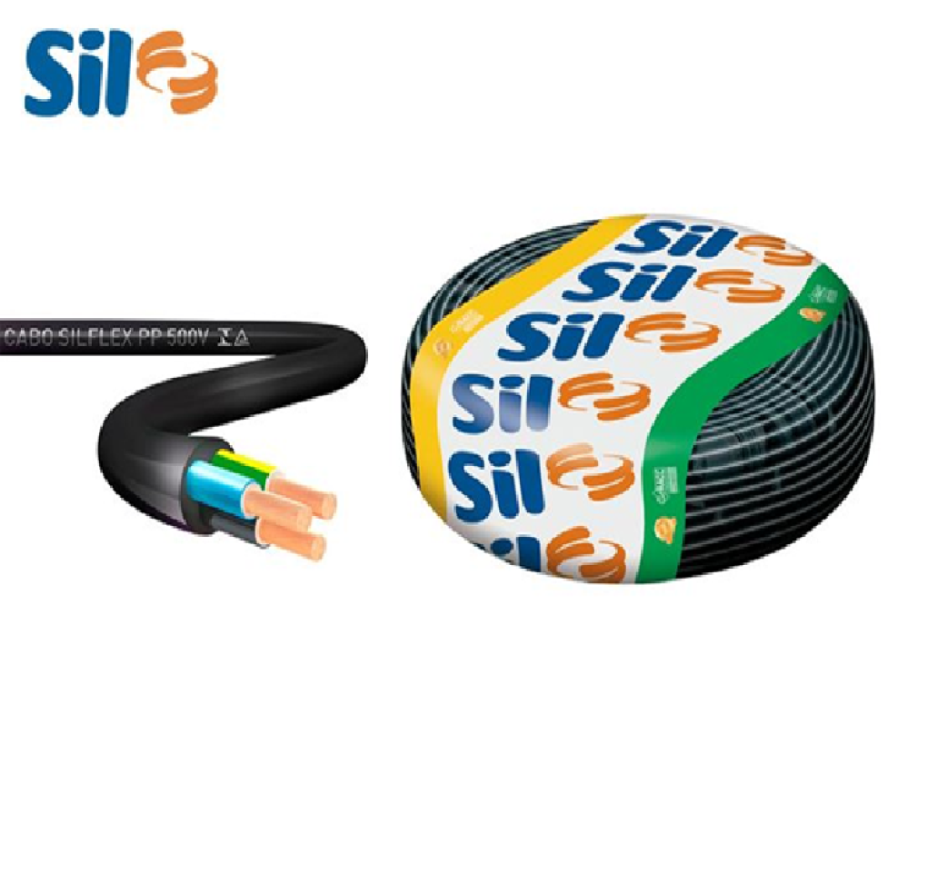 CABO PP FLEXÍVEL SIL 3X2.50MM² 500V ROLO COM 100 METROS