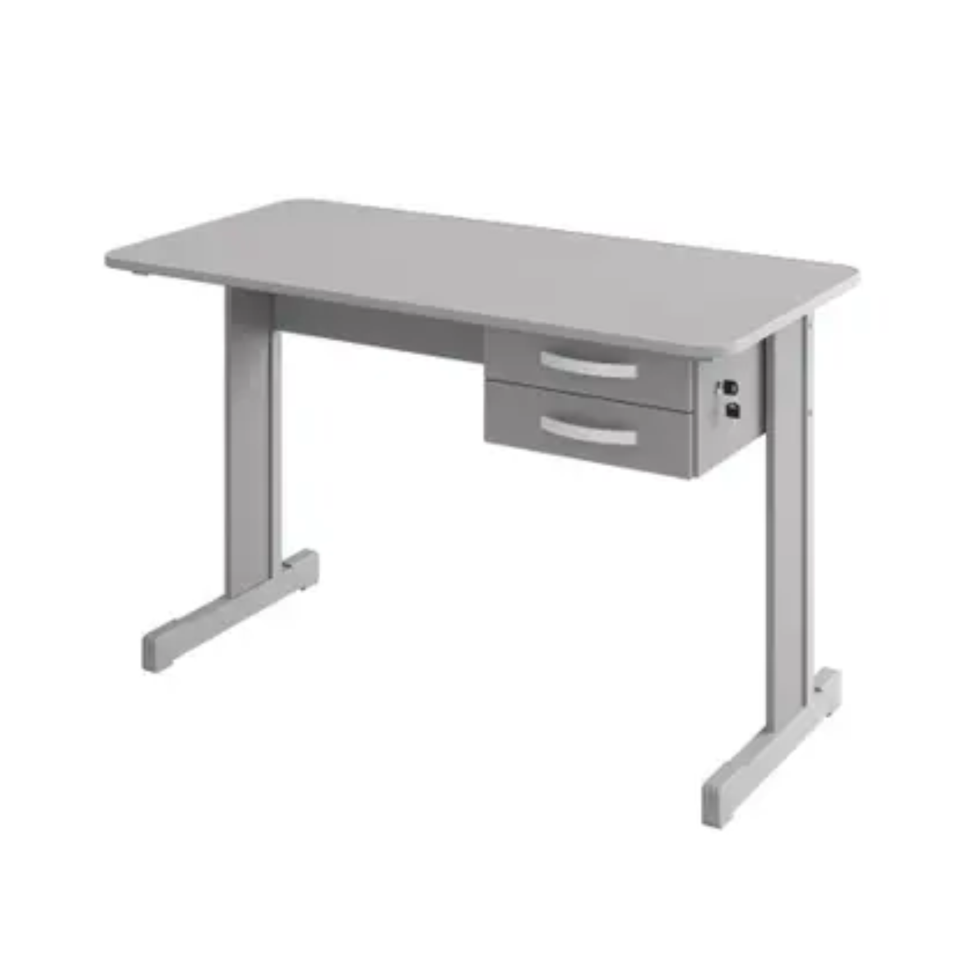 MESA ESCRITORIO C 2 GAVETAS CINZA 15MM