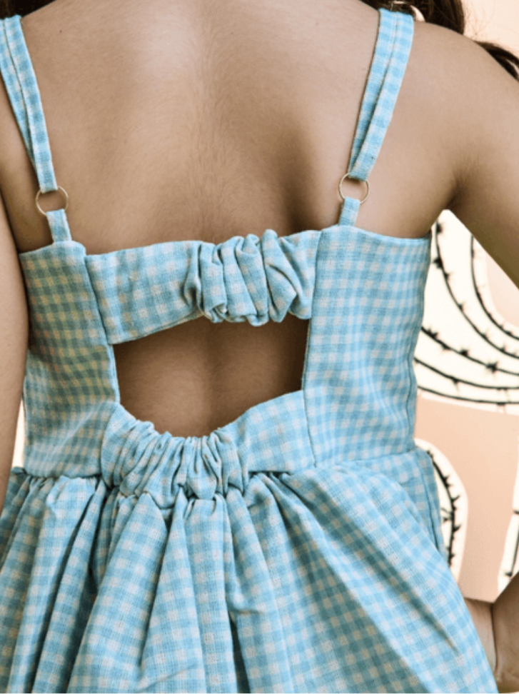 VESTIDO INFANTIL HELÔ XADREZ VICHY EM LINHO Verde Claro TAM:6 - #3