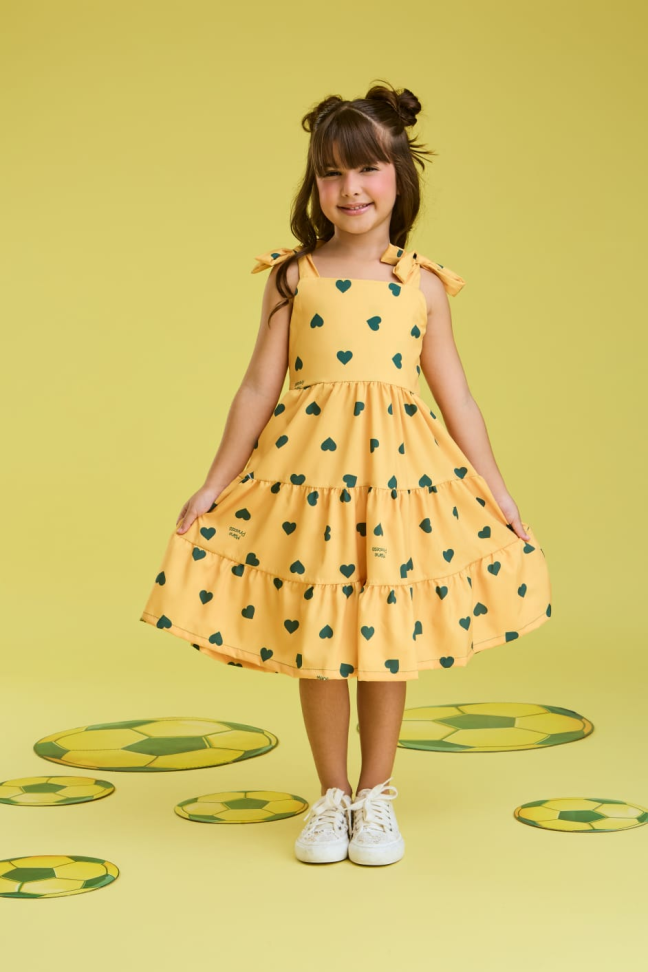 Vestido COPA 2026 Coração Verde Tam 2, 4, 6, 8