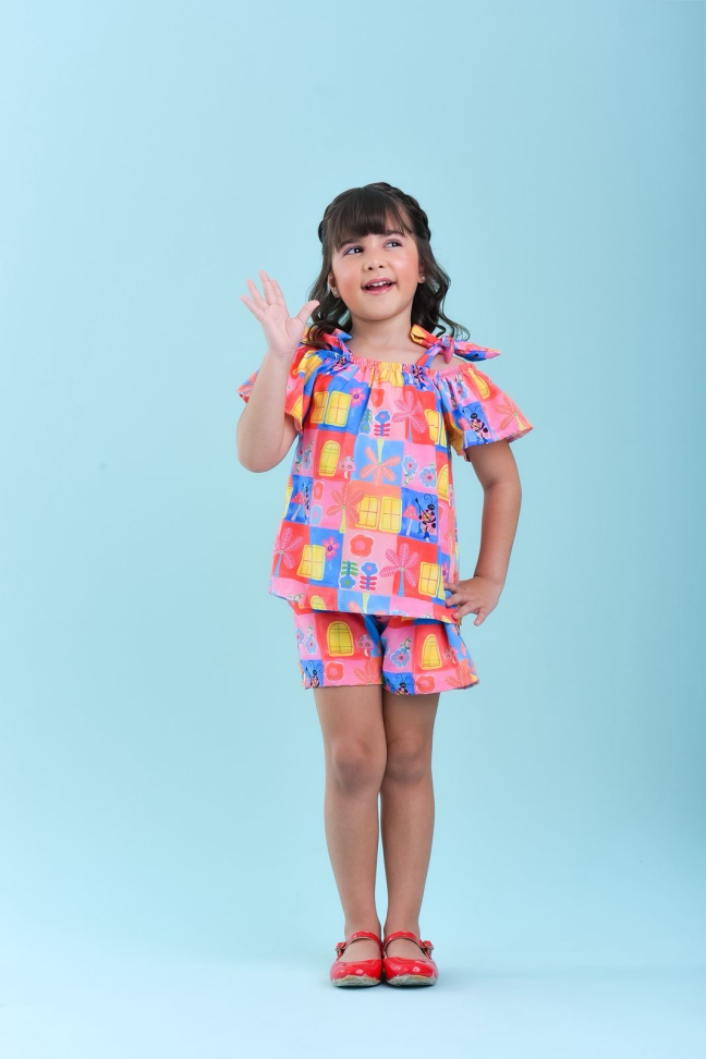 CONJUNTO INFANTIL CAROLINA MANGA CIGANA ESTAMPADO TAM:4
