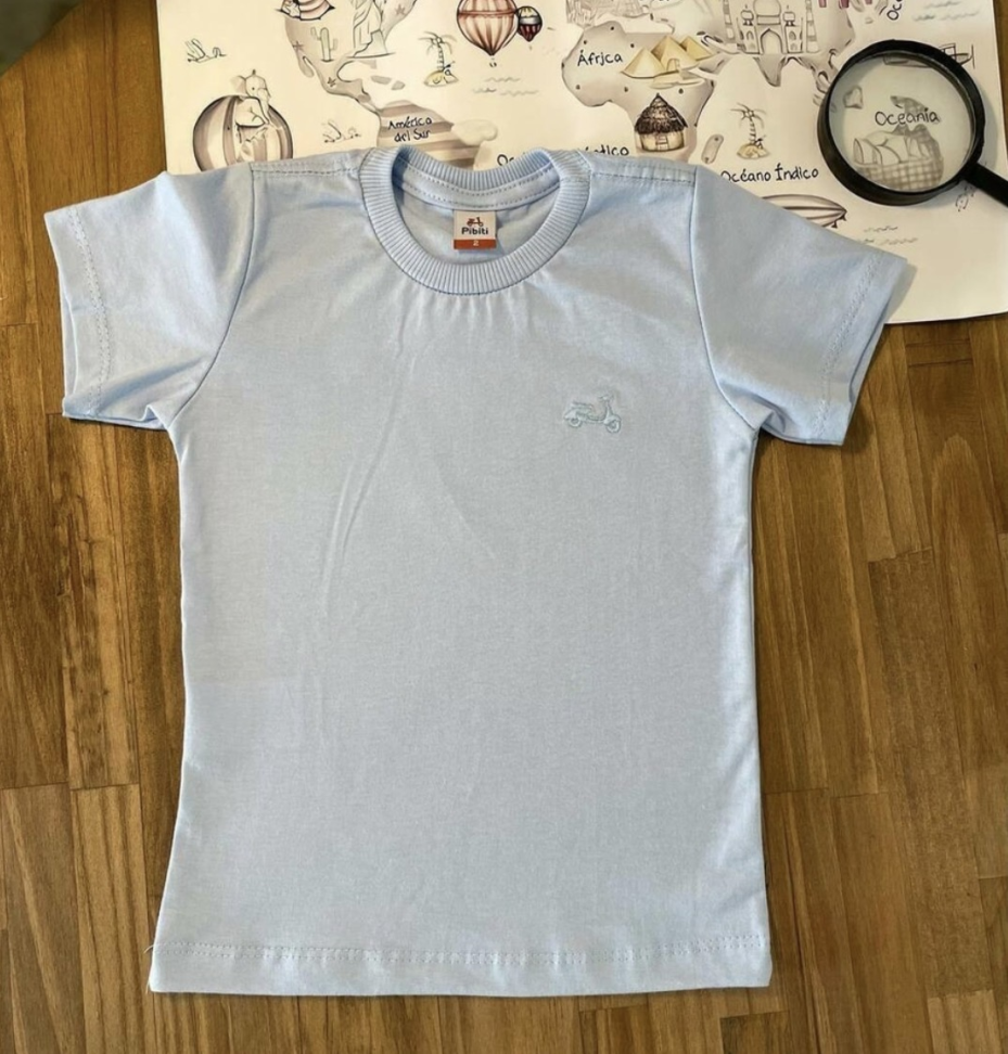 CAMISA BASICA C/BORDADO AZUL MAYA TAM:3