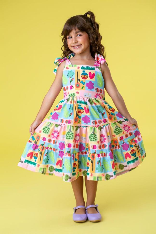 Vestido Cecília Estampado em Crepe TAM:4