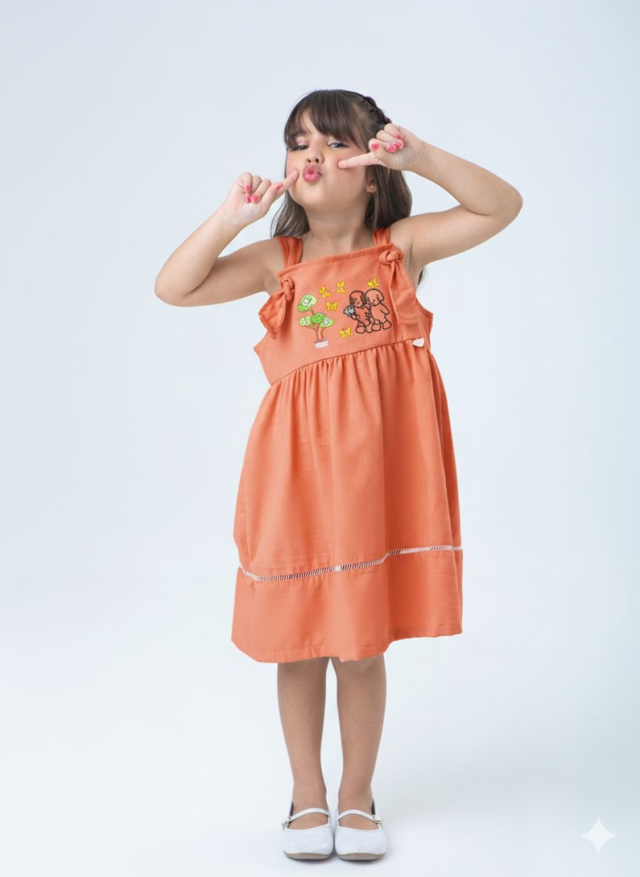 VESTIDO BORDADO ESTHER BOBBIE GOODS EM LINHO - SALMÃO TAM:4