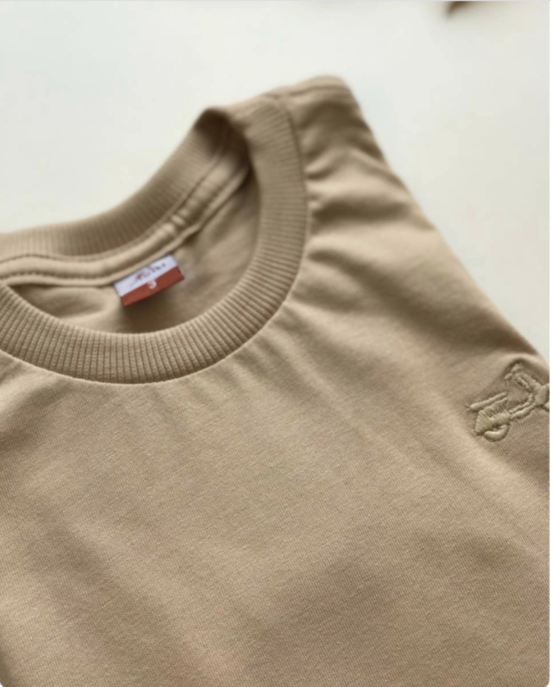 CAMISA BASICA C/BORDADO BEGE TAM:3/4/8