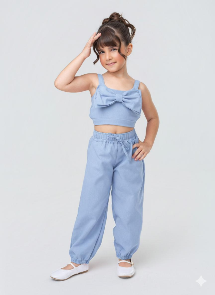 Conjunto em Linho Azul TAM:4
