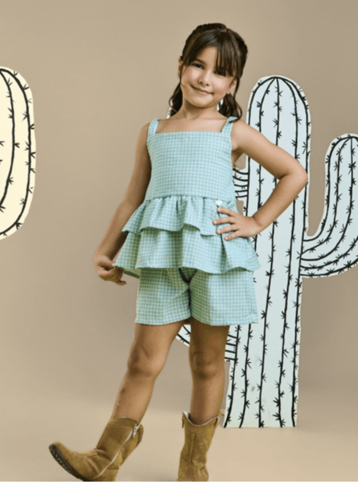 Conjunto Infantil Alice Xadrez TAM:2,4, 6, 8