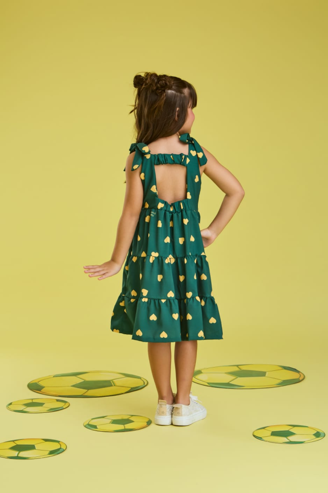 Vestido COPA 2026 Coração Amarelo Tam 2, 4, 6, 8
