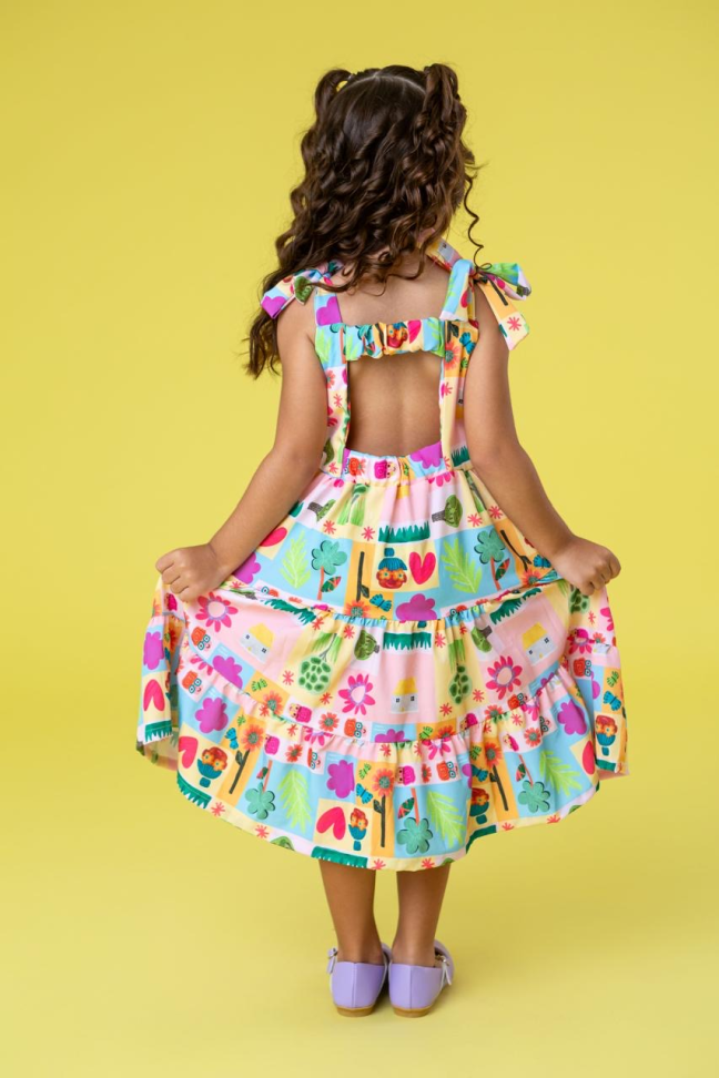 Vestido Cecília Estampado em Crepe TAM:4