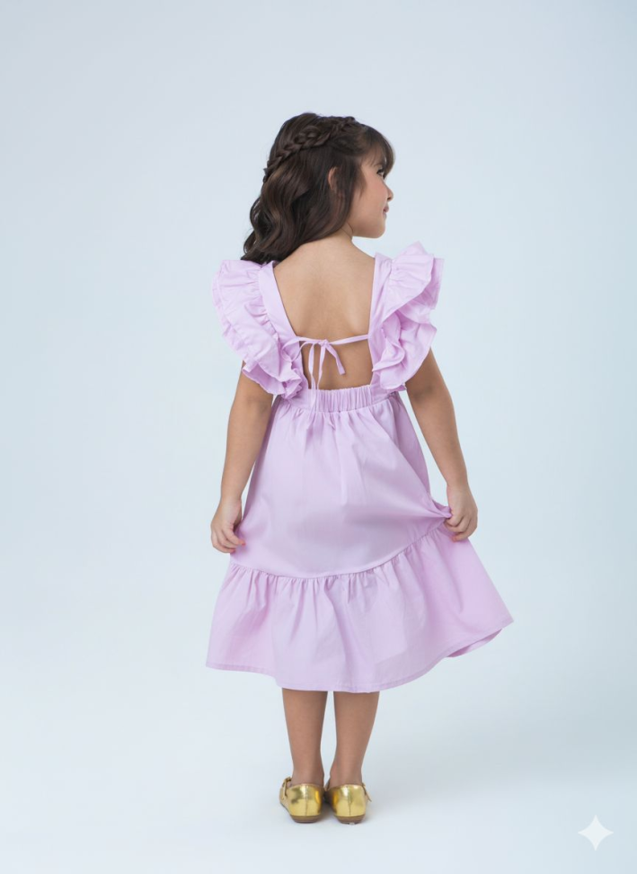 Vestido Infantil Lary Tricoline Rosa Bebê TAM:4