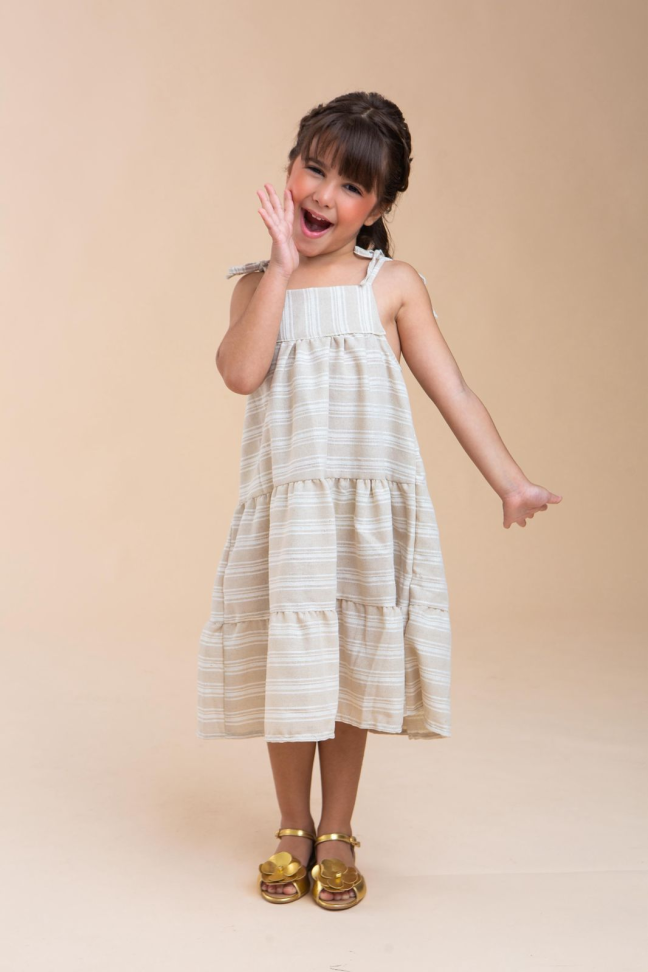 Vestido Infantil Maria Linho Listras TAM:4