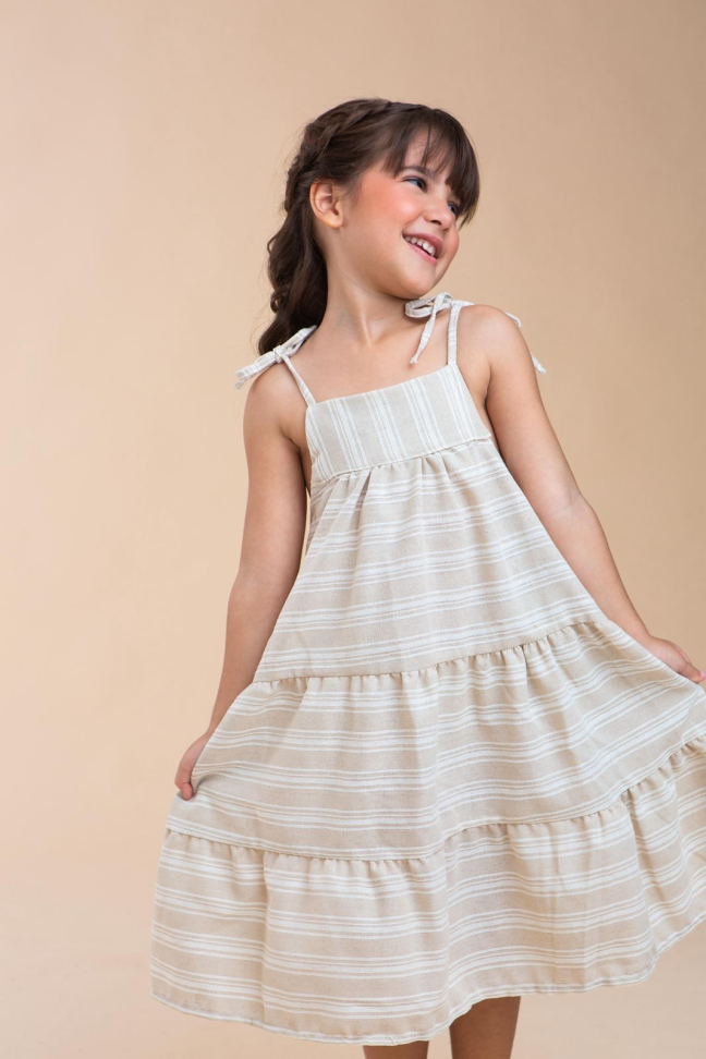 Vestido Infantil Maria Linho Listras TAM:4