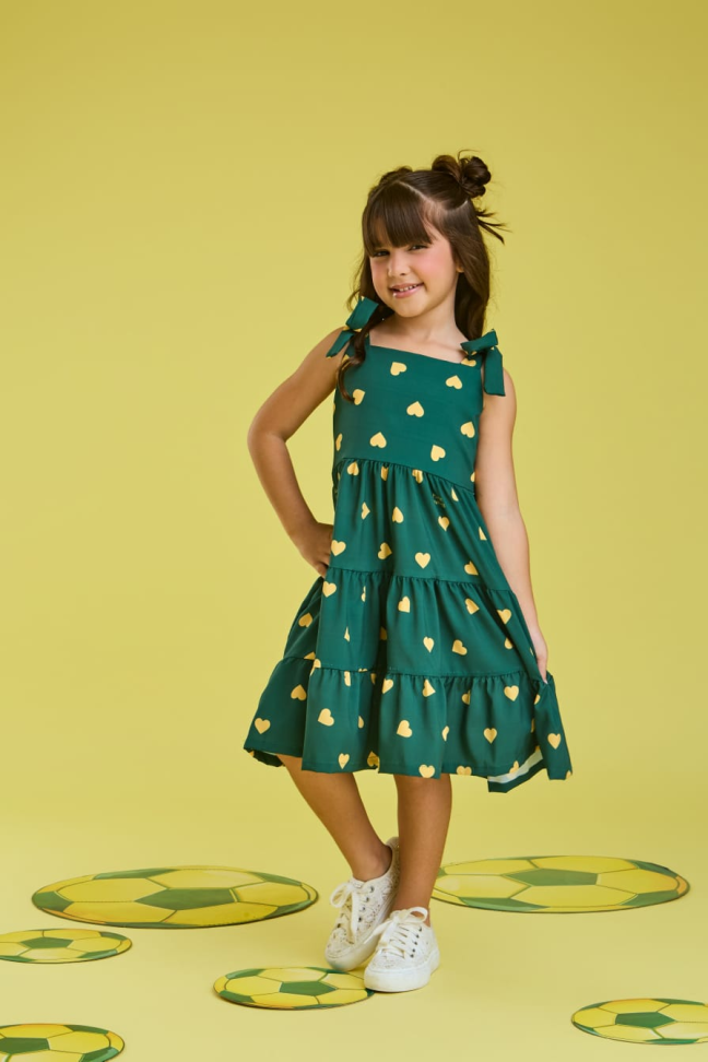 Vestido COPA 2026 Coração Amarelo Tam 2, 4, 6, 8 - #3