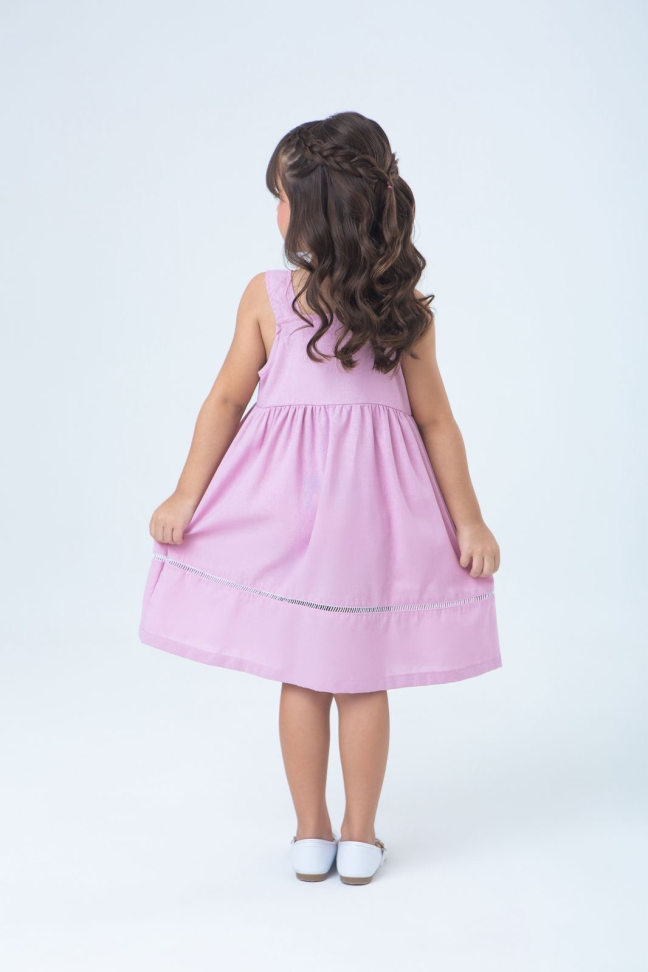 VESTIDO BORDADO ESTHER BOBBIE GOODS EM LINHO -ROSA TAM:2 - #3